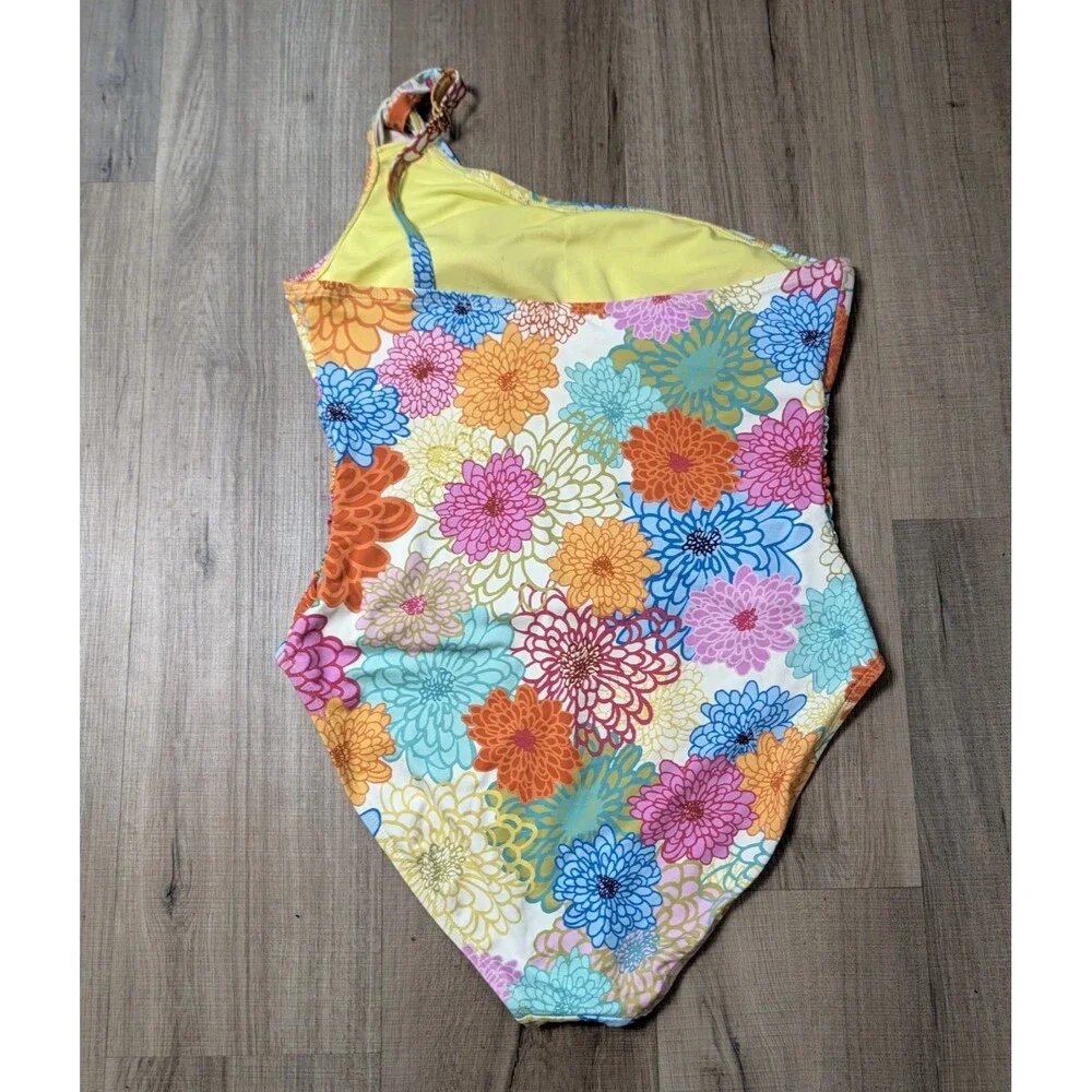 Bleu by Rod Beattie Size 12 Fresh Picks Shoulder Twist One Piece Swimsuit Floral
